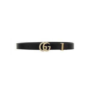 GUCCI LEATHER BELT WITH DOUBLE G TORCHON BUCKLE